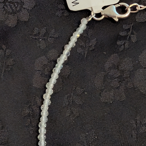 Genuine White Topaz Bracelet 2 mm Faceted White Topaz Beads 925 Sterling Silver - Picture 6 of 12